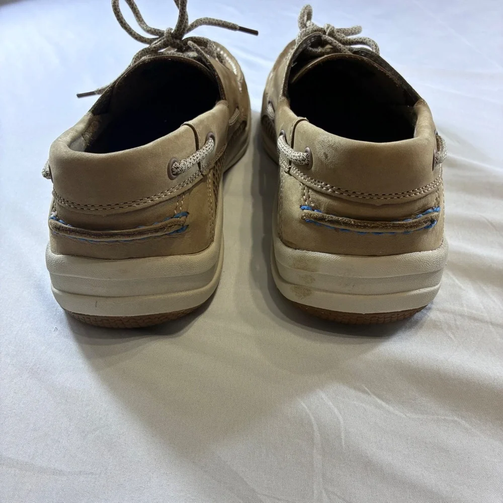 Sperry Top-Sider 7 Seas 3-Eye Tan Leather Mesh Boat Shoes Mens 10W STS14240